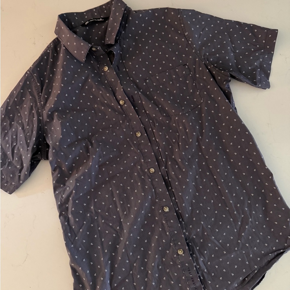 Travis Mathew Men's Short-Sleeve Button-Up Shirt with Micro Print